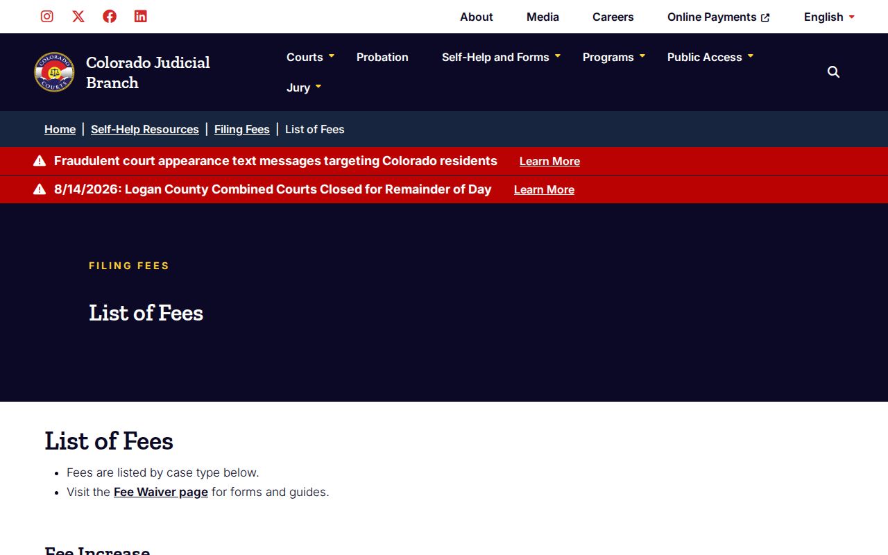 Colorado copy fees for La Plata County court records