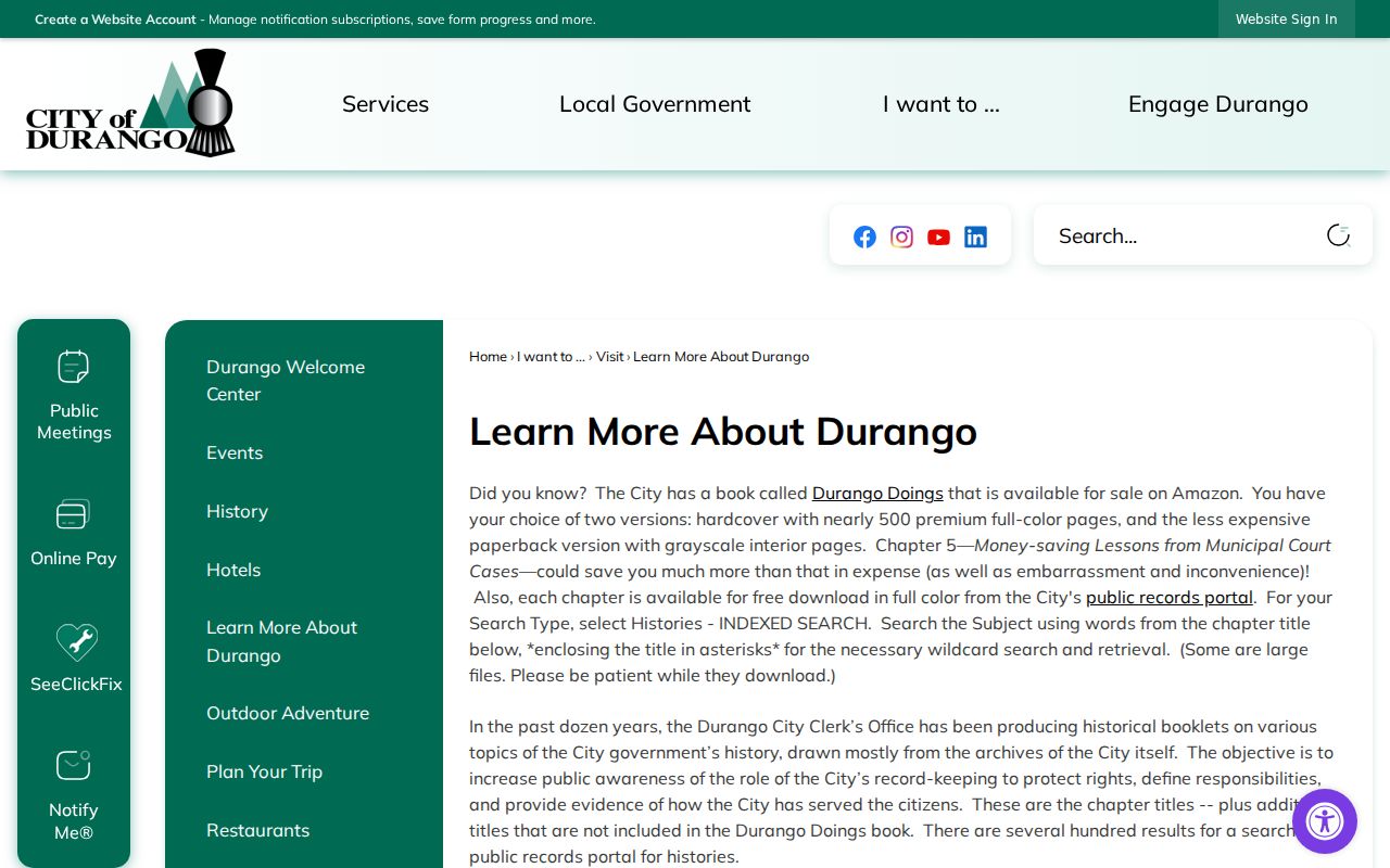 Durango court docket historical archive records