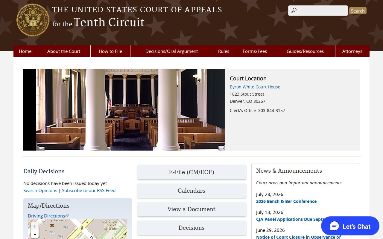 Tenth Circuit source for federal cases outside the La Plata County court docket